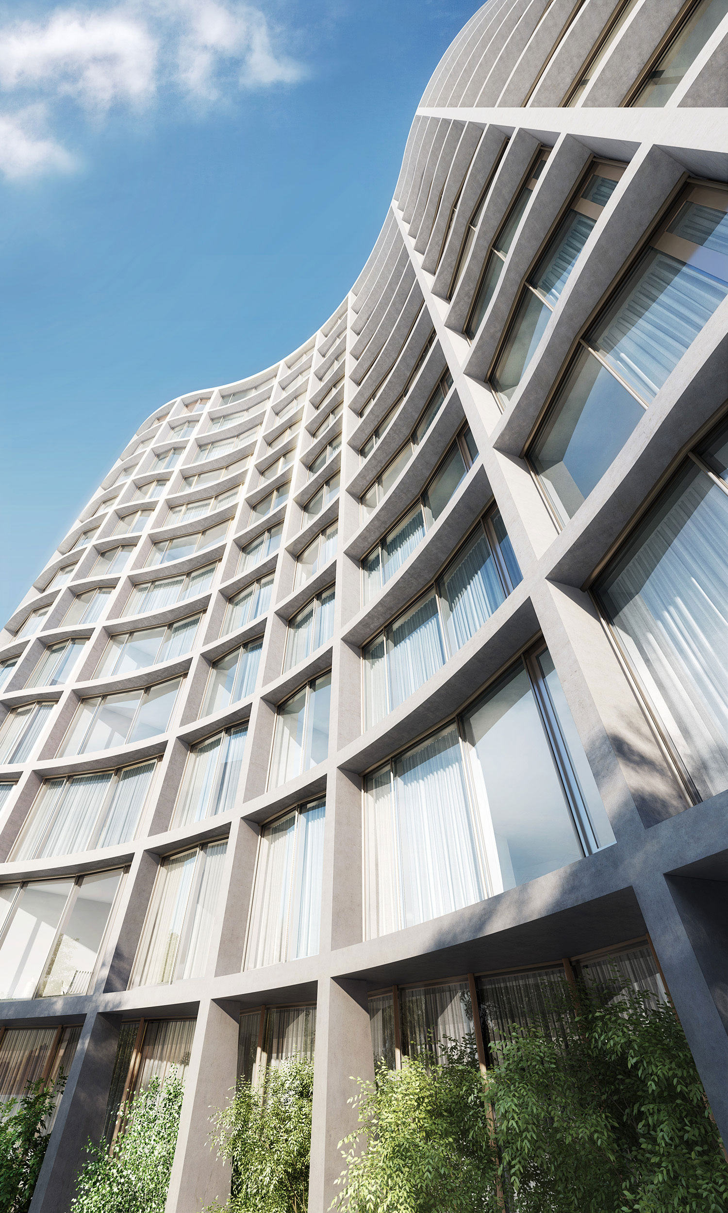 Detail of concrete white facade.