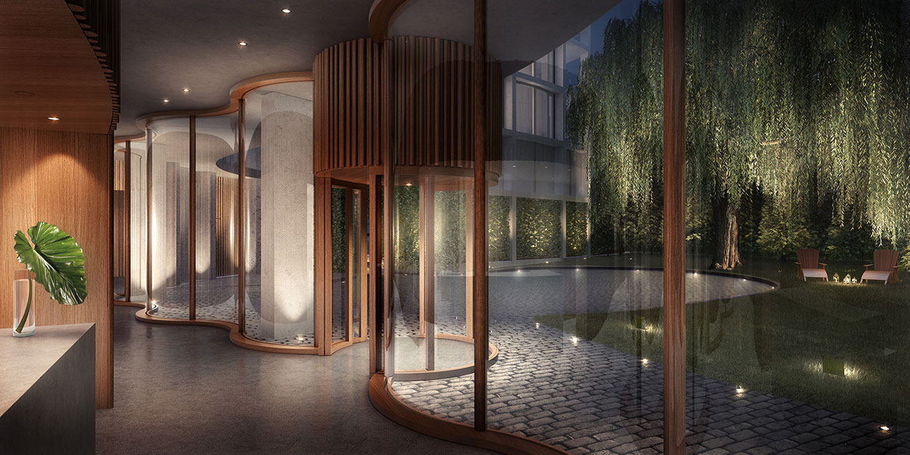 Courtyard seen from the lobby.